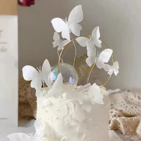 10pcs White Paper Butterfly Cake Topper Elegant Goddess Princess Birthday Party Wedding Cake Decoration Insert Set