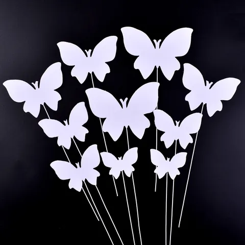 10pcs White Paper Butterfly Cake Topper Elegant Goddess Princess Birthday Party Wedding Cake Decoration Insert Set