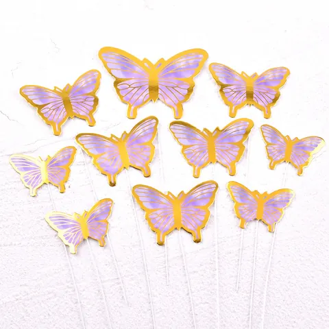 Butterfly Cake Toppers Bronzing Paper Cake Decorations Romantic Gilded Butterfly Ins Style Birthday Baking Ornaments For Wedding Party Event