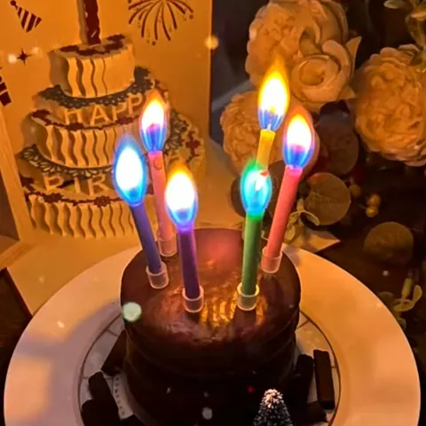 Colorful Flame Birthday Candles Cake Decoration Rainbow Fire Paraffin Wax Candle For Party Event Celebration Surprise Gift Anniversary