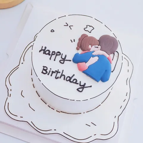 Valentine's Day Cake Topper Soft Rubber Q Version Boy Girl Couple Pearl Love Heart Sliding Interactive Party Decoration