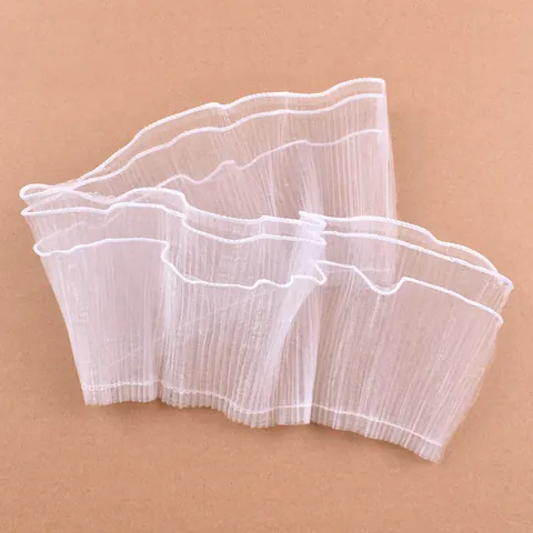 Borde de Pastel de Tul Plisado Blanco con Borde Ondulado Elegante Cinta de Gasa para Decoración de Pasteles de Cumpleaños