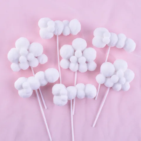 White Cloud Cake Topper 10PCS Large Pom Pom Cloud Birthday Cake Decoration Inserts For Party Celebration Children's Day