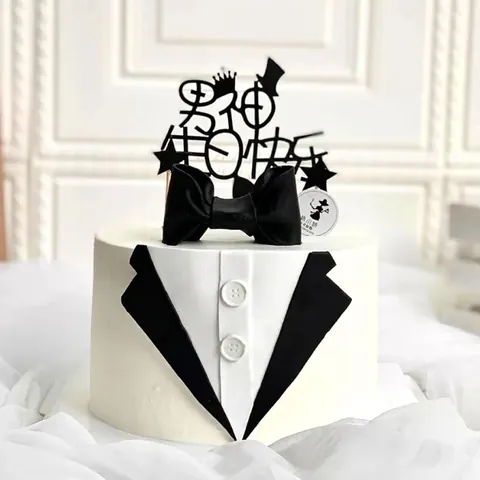 Juego de Decoración para Pasteles con Pajarita y Traje de Negocios Estilo Esmoquin para Hombres en el Día del Padre