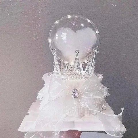 Dreamy Mother's Day Cake Topper Set Clear Crystal Ball Ribbon Bow Birthday Cake Decoration Ornament For Queen Party Celebration