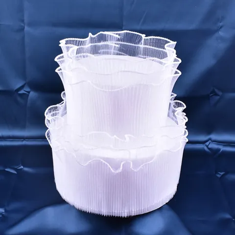 White Wave Pleated Mesh Cake Border Pink Ribbon Butterfly Birthday Wedding Bakery Cake Decorating Supplies Accessories