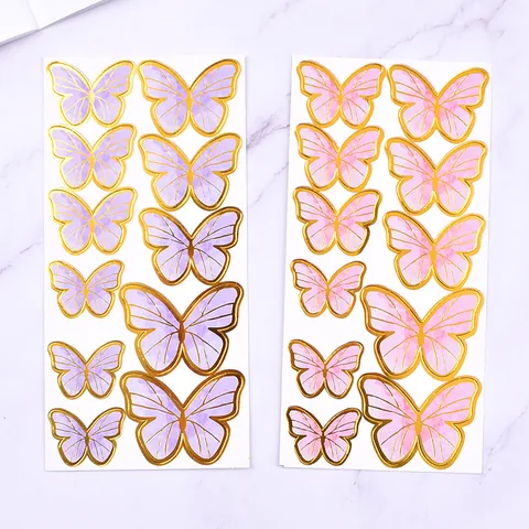 Butterfly Cake Toppers Gold Bronzing Paper Happy Birthday Decoration Ins Style Baking Dessert Insert Party Supplies