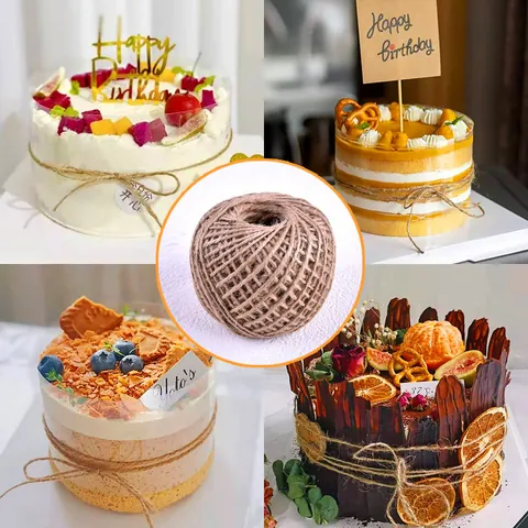 Natural Linen Jute Twine 100m Roll For Birthday Cake Decoration DIY Woven Hemp Rope Baking Gift Wrapping Craft Twine