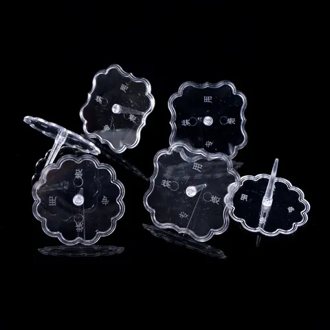Transparent Plastic Cake Topper Base Figurine Stand Holder 100 Pieces Scalloped Edge Isolation Party Decor Baking Accessories
