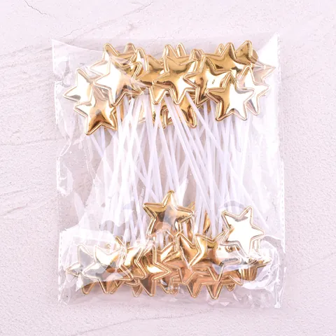 PU Fabric Cake Topper Star Heart Crown Cake Decorations Glitter Metallic Dessert Picks For Birthday Wedding Party Event Props
