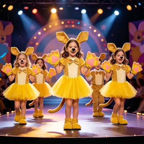 Halloween Kangaroo Costume Set Short Plush Animal Ears Headband Nose Bowtie Tail Tutu Skirt For Performance Party Dress Up Props
