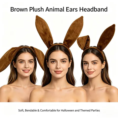 Faux Fur Fox Tail Rabbit Ears Headband Cosplay Costume Set Plush Paws Gloves For Halloween Party Women Girls Animal Accessories