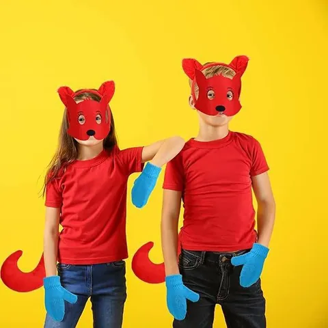 Red Fox Cat Ears Headband Tail Set For Kids Halloween Cosplay Animal Costume Accessories Mask Tutu Skirt Gloves Socks Party Outfit