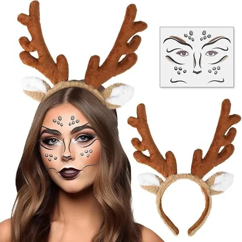 Halloween Animal Face Art Decor Rhinestone Stickers Waterproof Leopard Reindeer Face Jewels For Kids Stage Makeup Party Supplies