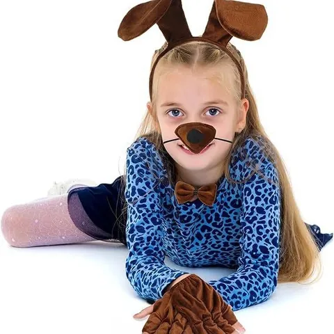 Dog Ears Headband Bow Tie Tail Gloves Tutu Skirt Nose Puppy Costume For Halloween Party Cosplay Kids Performance Accessory