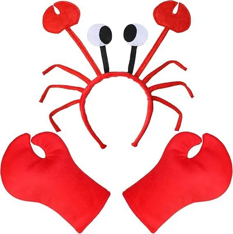 Red Crab Lobster Costume Set With Animal Claw Gloves Headband Tutu Skirt For Halloween Cosplay Performance Party Props