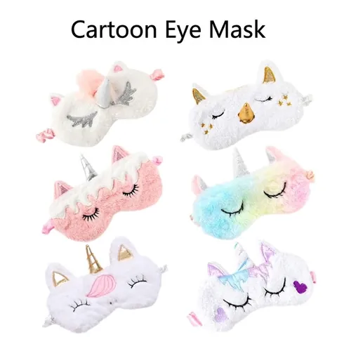 3D Unicorn Plush Sleep Mask Soft Fuzzy Animal Eye Mask For Women Girls Night Blindfold Breathable Blackout Eye Cover For Travel Nap