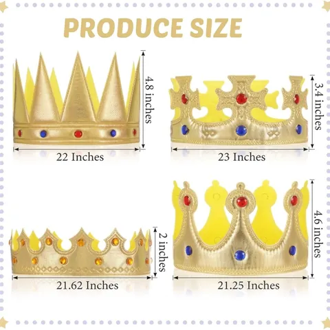 Royal King Queen Crown Hat and Red Cloak Set for Kids Adults Birthday Party Cosplay Props Bronzing Cloth Rhinestone Crown