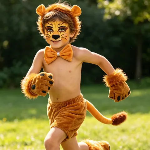 Halloween Animal Cosplay Plush Ear Headband Tail Claw Gloves Set Lion Fox Cat Costume Accessories Birthday Stage Performance Props