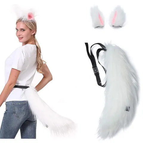 Halloween Faux Fur Fox Wolf Tail And Cat Ears Costume Set Adult Anime Cosplay Props For Party Masked Ball Accessories