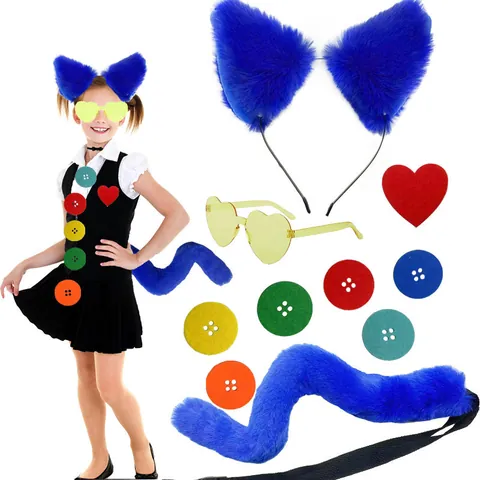 Handmade Faux Fur Cat Ear Headband Fox Tail Tutu Skirt Set Anime Cosplay Costume Accessories For Kids Halloween Party