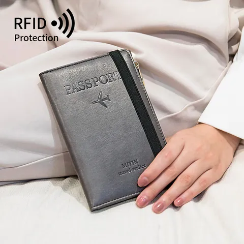 RFID Blocking PU Leather Passport Holder Travel Wallet Multifunctional Document Case Card Organizer For Men Women Travel