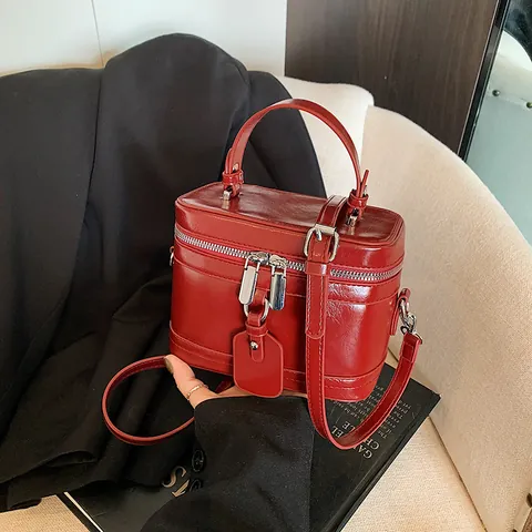 Sac Boîte en Cuir PU Minimaliste Couleur Unie Tendance Poignée Sac Bandoulière pour Femmes Sac Carré Daily Travel