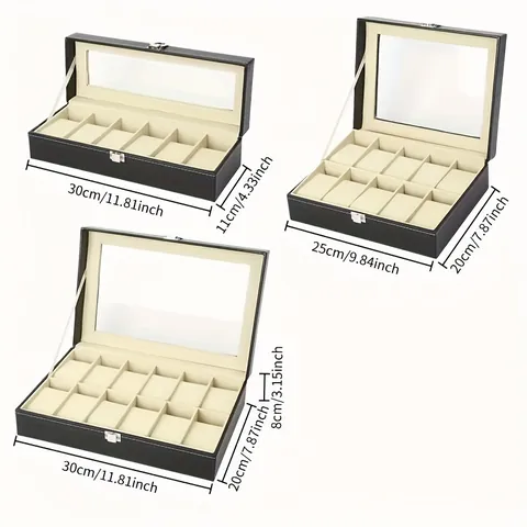 PU Leer Horlogedoos Organizer Display Case Met Glas Venster En Metalen Slot Voor Horloge Collectie Sieraden Opslag Home Decor