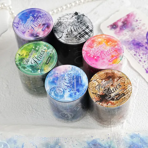 Vintage PET Hot Stamping Washi Tape Watercolor Flowing Hues Floral Butterfly Decorative Masking Tape For Journaling Scrapbooking DIY Art Craft