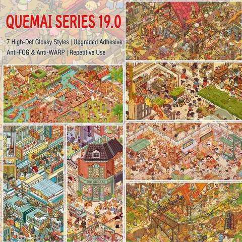 Waterproof PET Isometric Miniature Landscape Scene Stickers High Definition Glossy Film Creative Hand-Drawn DIY Decorative Sticker Collection