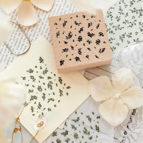 Yanji Vintage Buchenholz Stempel Frühlingsschleife Serie Floral Botanisch Muster DIY Scrapbooking Journal Planer Dekoration Stempel