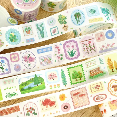 Cardlover Die Cut Washi Tape Botanic Ramble Series Aesthetic Plant Flower Mushroom Scrapbooking Sticker Material For DIY Decoration