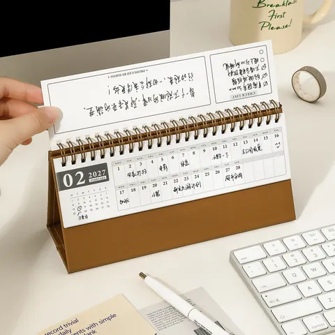 2027 Mini Tischkalender Horizontal Minimalistisch Planer Monatsplaner Notizbuch Schreibtisch Deko Rot Braun Büro Schule Schreibwaren