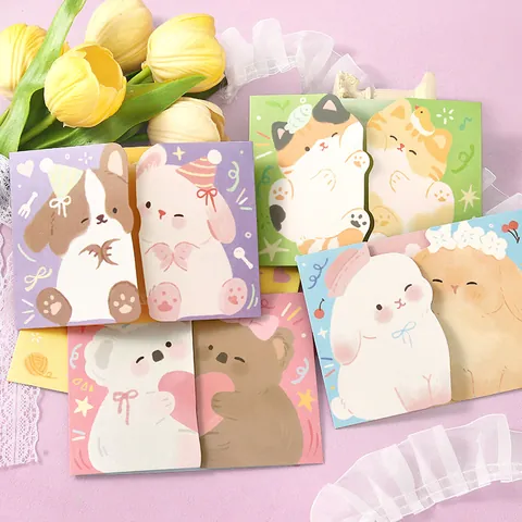 Süße Tierillustration Grußkarten Herzkoala Hase Katze Hund Nachricht Notizkarten Für Geburtstag Urlaub Festival Geschenk
