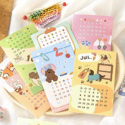 NOTE FOR DIY Undated Calendar Stickers Cute Cartoon Pet Floral Patterns For Journaling Scrapbooking Planner Decoration