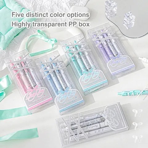 RosyPosy Ballet Ribbon Gel Pen Set Romantic Bubble ST Tip Black Ink Neutral Pens For Student School Office Writing Gift