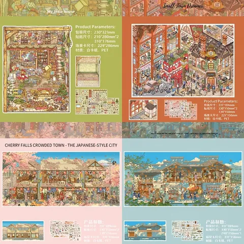 3D Scenery Sticker Book Chinese National Style PET Decorative Stickers For Scrapbooking DIY Journaling Decoration Stationery Gift