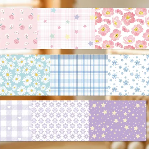 Floral Grid Washi Tape For Scrapbooking Decorative Adhesive Stickers DIY Arts Crafts Planner Journaling Masking Tape