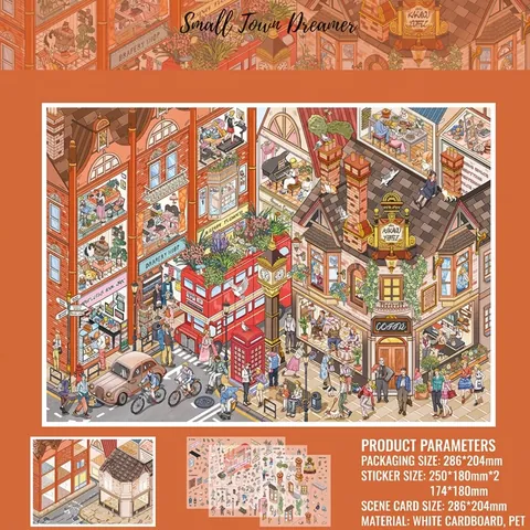 3D Scenery Sticker Book Chinese National Style PET Decorative Stickers For Scrapbooking DIY Journaling Decoration Stationery Gift