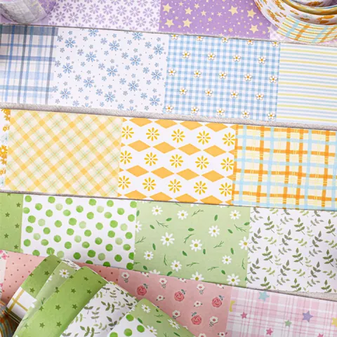 Floral Grid Washi Tape For Scrapbooking Decorative Adhesive Stickers DIY Arts Crafts Planner Journaling Masking Tape