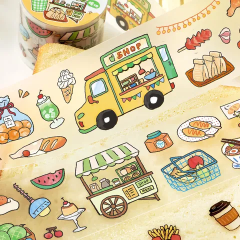Matte Die-cut PET Tape Happy Wandering Series Doodle Style Scrapbook Stickers For Journaling DIY Decorative Stationery
