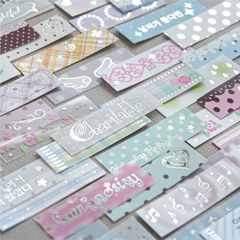 Silver Foiled PET Washi Paper Sticker Pack Vintage Morandi Solid Island Series For Scrapbooking DIY Journaling Decoration