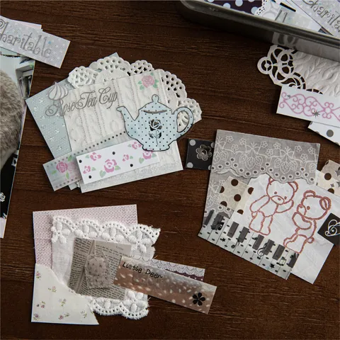 Silver Foiled PET Washi Paper Sticker Pack Vintage Morandi Solid Island Series For Scrapbooking DIY Journaling Decoration