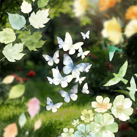 Retro Story Vintage PET Decorative Sticker Pack Wild Floral Anthology Series For DIY Scrapbooking Journaling Planner Art Project Nature Theme Butterfly Flower Fish Design