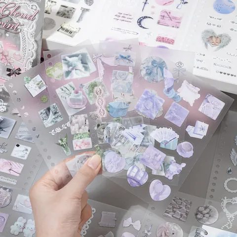 Balletcore PET Sticker Book Retro Heavenly Love Letter Series Waterproof Pre-cut Scrapbooking Journaling Material DIY Decor Art Supplies