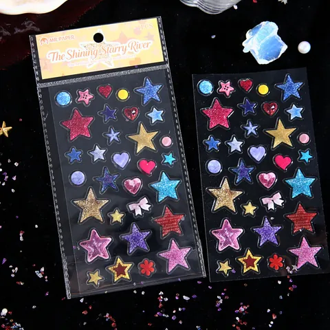 3D Resin Gemstone Stickers Glitter Heart Bow Star Patterns Decorative Stickers For Scrapbooking DIY Journal Planner Decor