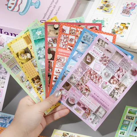 Korean Ins Style Aesthetic Scrapbooking Sticker Book Art Paper DIY Decorative Journaling Material Daily Fragments Stationery