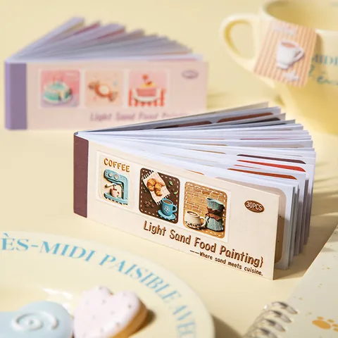3D Textuur Gestanst Stickerboek Light Sand Food Painting Serie Lange Strip Planner Basis Stickers Voor DIY Journaling