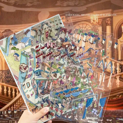 Yu Xian DIY Miniature Scene Stickers Century Opera Sonata PET Material Decorative Stickers For Journal Scrapbooking Decompression Toy
