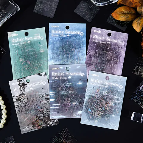Rainy Season Series PET Sticker Pack Laser Holographic Waterproof Transparent Decorative Stickers For Scrapbooking DIY Journaling